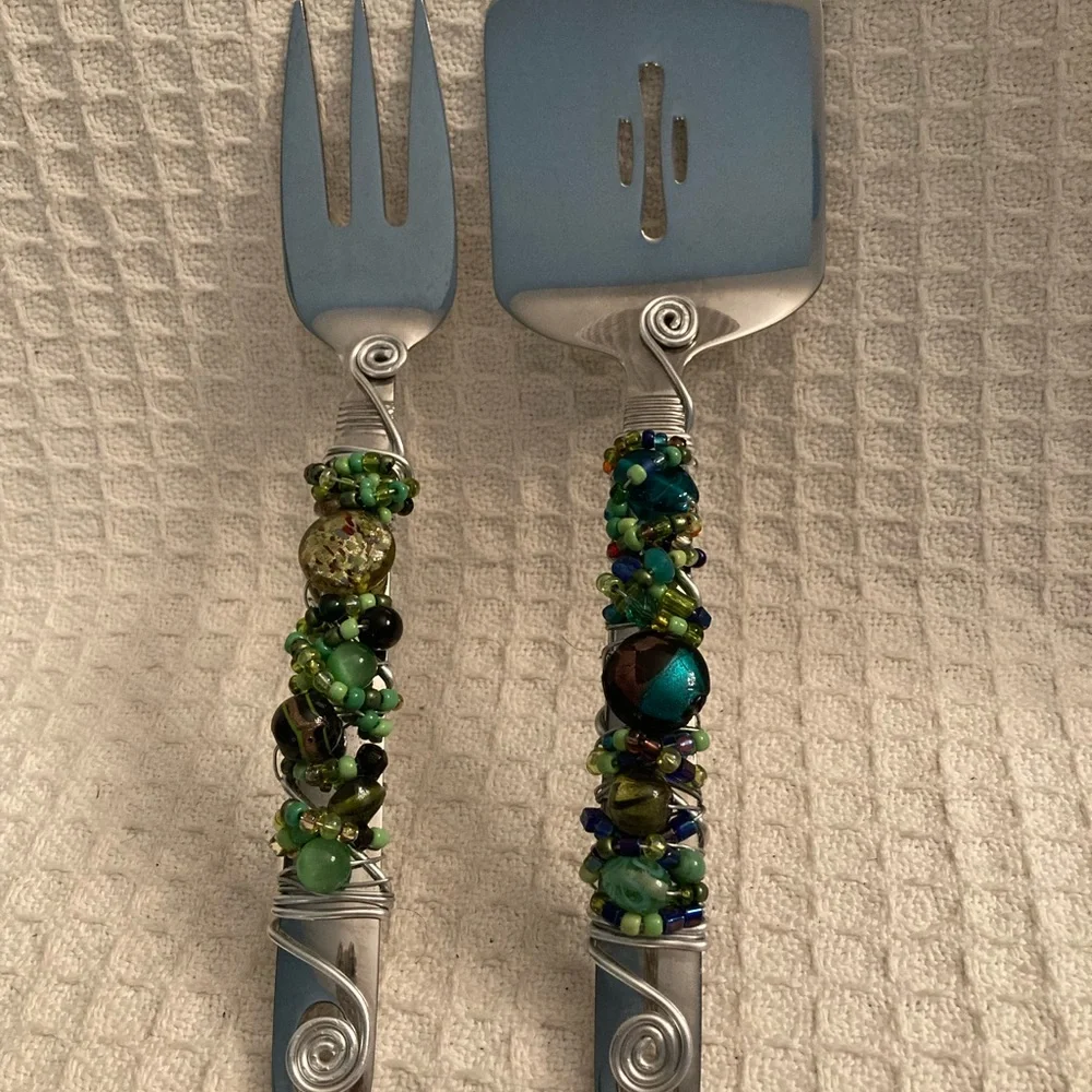 Oneida Stainless Wire Wrapped Beaded Handmade Serving Utensils
